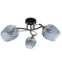 Люстра потолочная с 3 декоративными хромовыми плафонами под лампу Е27 каркас черный/бронза Sirius B C1717/3