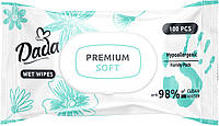 Влажные салфетки для детей Dada Premium Soft с клапаном 100 шт