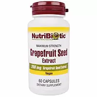 Экстрат грейпфрутовой косточки, Grapefruit Seed Extract, NutriBiotic, 250 мг, для веганов, 60 капсул