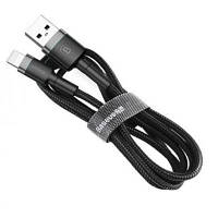 Дата кабель USB 2.0 AM to Lightning 0.5m Cafule 2.4A grey+black Baseus (CALKLF-AG1) p
