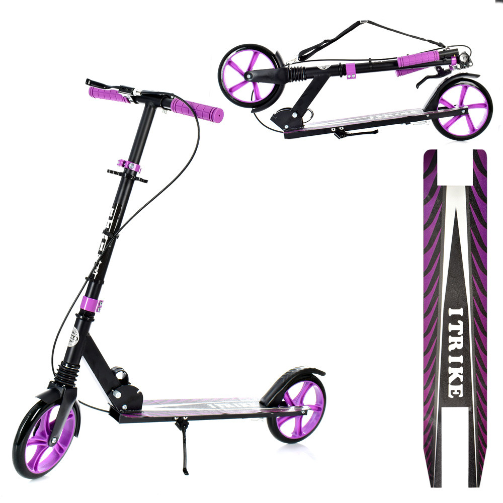 Самокат складаний міський iTrike SR 2-049-1-BV алюмінієвий, підставка, ручне гальмо, фото 1