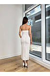 Вечірнє плаття міді на тонких бретелях з розрізом на нозі (р. 42-48), фото 5