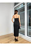 Вечірнє плаття міді на тонких бретелях з розрізом на нозі (р. 42-48), фото 6