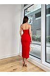 Вечірнє плаття міді на тонких бретелях з розрізом на нозі (р. 42-48), фото 9