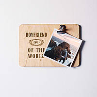 Дошка для фото "Boyfriend №1 of the world" з затискачем, англійська