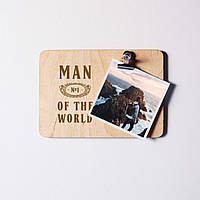 Дошка для фото "Man №1 of the world" з затискачем, англійська
