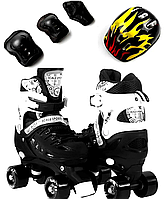 Розсувні Ролики-квади + захист + шолом Scale Sports, розмір 34-38. Чорний набір