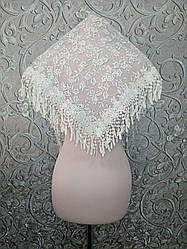 Весільна мереживна хустка (шаль, косинка, шарф) в айворі кольорі, вінчальна хустка, хустка у церкву (храм)