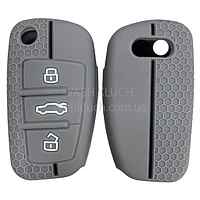 Чехол силіконовий c гравировкой для ключа Audi (Ауді) Q7 Q3 S3 RS3 A6 A4 A3 A1 TT выкидной 3 кнопки