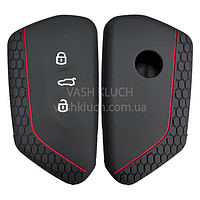 Чохол силіконовий із гравіюванням чорний для ключа Volkswagen Golf смарт 3 кнопки
