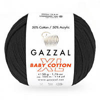 Пряжа для вязания Gazzal Baby cotton XL. 50 г. 105 м. Цвет черный 3433