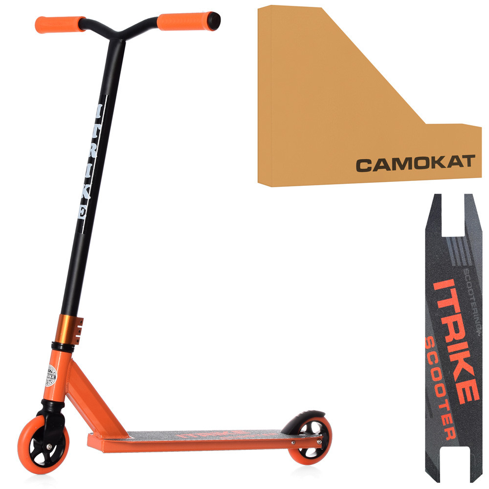 Трюковий самокат iTrike SR 2-066-6-OR для екстремального катання, кермо 85 см, HIC-система, фото 1