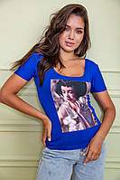 Женская футболка, цвета электрик с принтом, 167R256