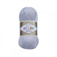 Пряжа для вязания Alize Diva Silky effect. 100 г. 350 м. Цвет светло серый 168