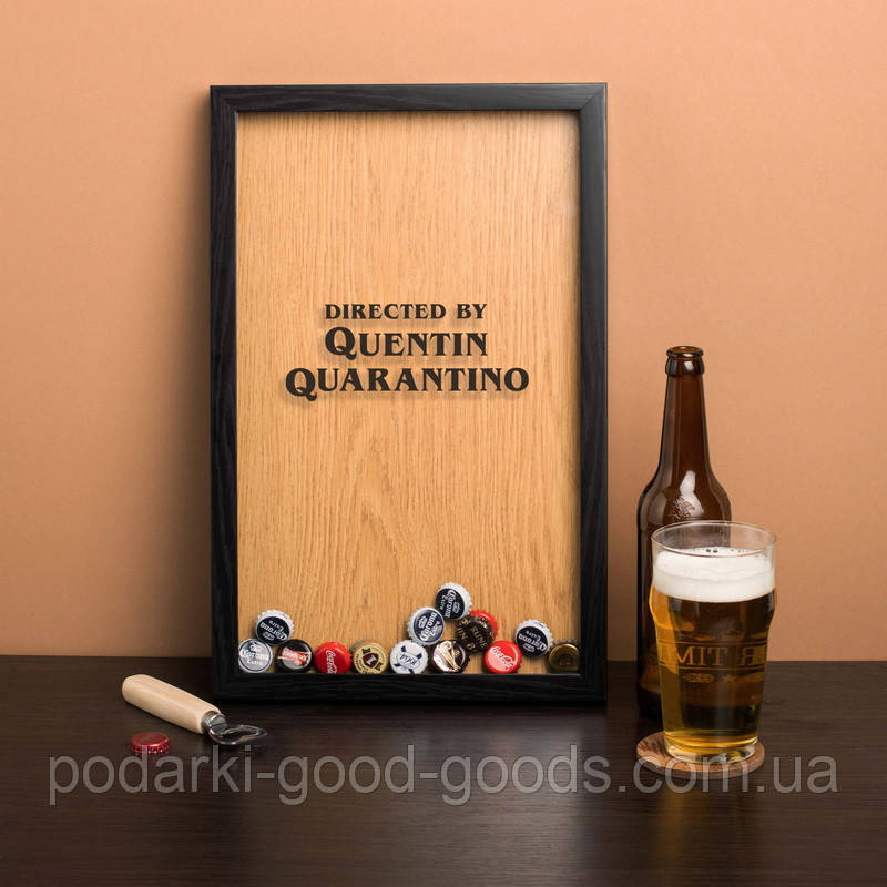 Копілка для пивних кришок "Quentin Quarantino", black-brown, black-brown, англійська