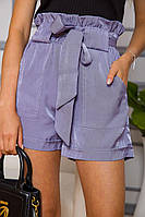 Женские шорты на резинке, с поясом, цвет Сиреневого, 102R305