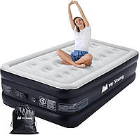 Twin Air Mattress with Built-in Pump for Guest, 18" Tall Inflatable Air Bed with Carrying Bag for Camping,