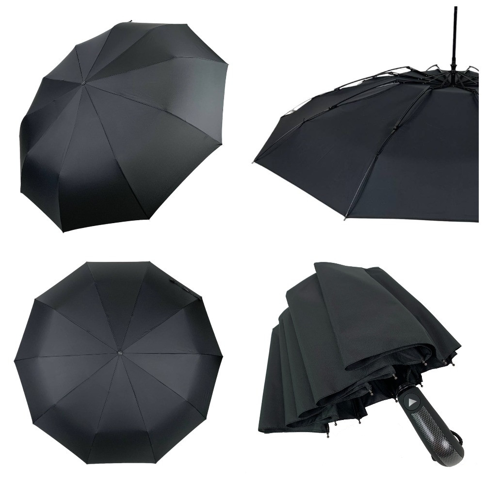 Оптом Сімейна парасоля напівавтомат на 10 спиць із великим куполом від TheBest, антивітер, чорна, 731