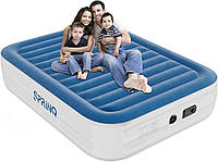 Queen Air Mattress with Built in Pump, 18" Double-High Durable Blow Up Mattress with Soft Flocked Top, Quick