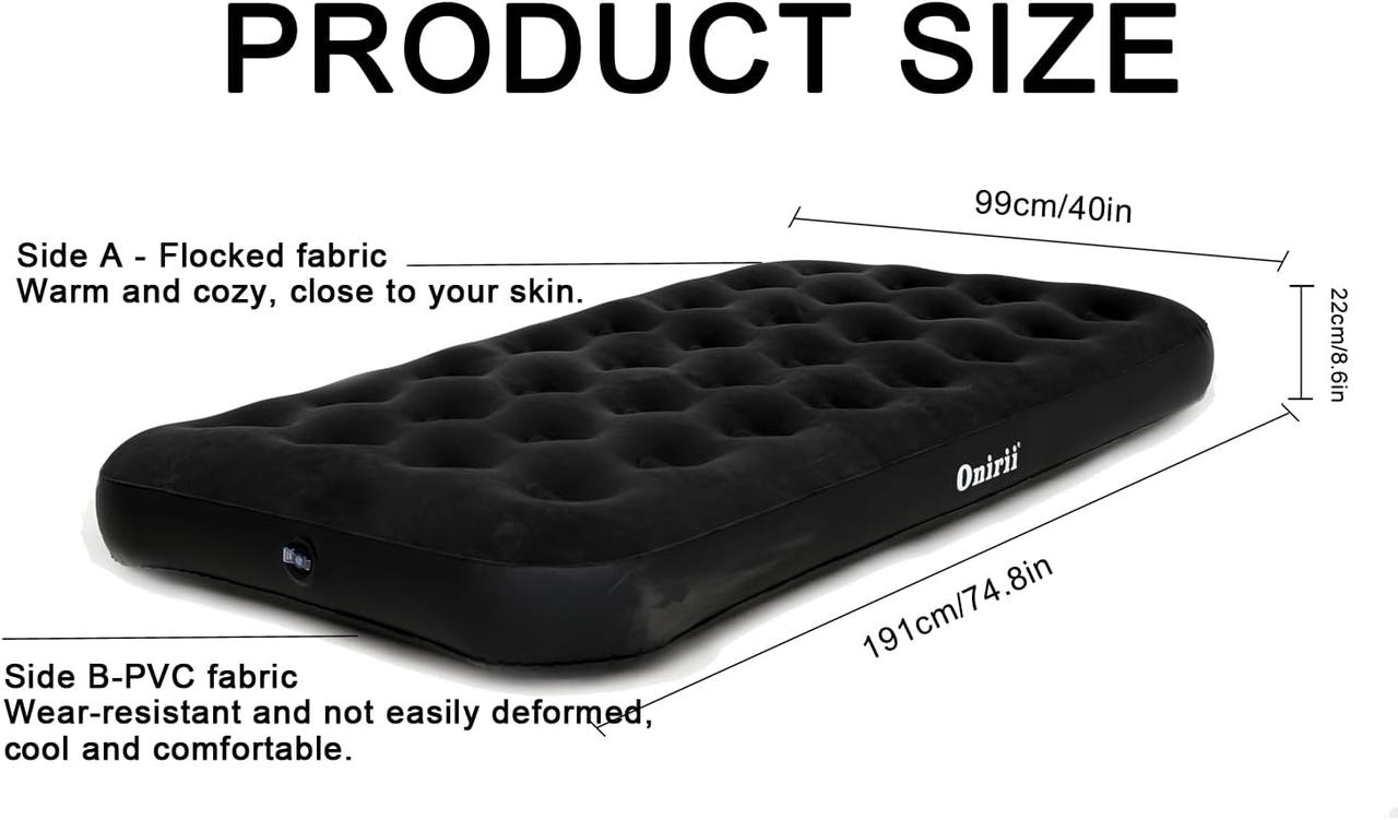 Twin Size QuickBed Single-High Thickened Air Mattress 75"x 39"x 8.7" Portable Inflatable Camping Air Blow Up - фото 2 - id-p2180698999