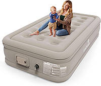 Twin Air Mattress with Built in Pump Battery Powered Inflatable Mattress Noise Reduction Air Bed Great for