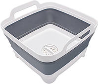 2.4 Gal(9L) Collapsible Dish Basin with Drain Plug, Space Saving Outdoor Multiuse Foldable Sink Tub, Dishpan,