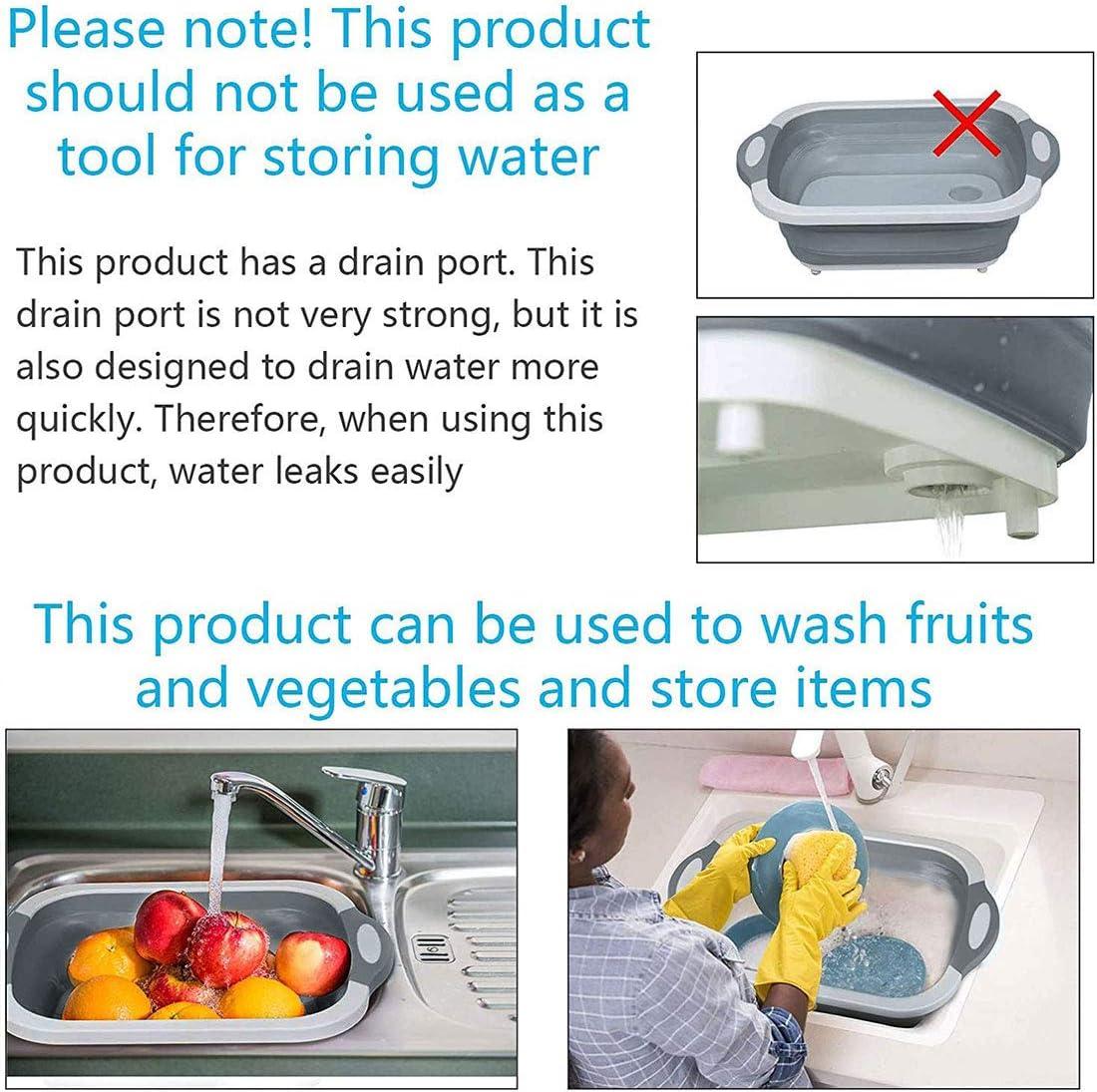 Collapsible Washing Up Bowl, Innovations Multi Function Bowl Drying Rack, Portable Cutting Board, Retractable - фото 6 - id-p2180709011
