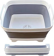 Collapsible Wash Basin with Drain plug - 2.4 Gallon (9L) Portable Sink For RV Camping ,Space-saving Dish Pan