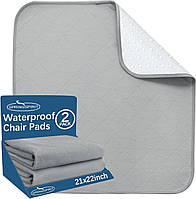 Waterproof Chair Pads for Incontinence Washable 22'' x 21'', 2 Pack Absorbent Seat Protector Pee Pads for