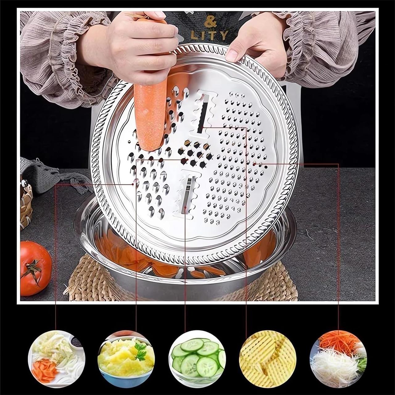 Germany Multifunctional Stainless Steel Basin - 2024 New Colander Strainer Set, Salad Spinner Fruit Vegetable - фото 6 - id-p2180710125