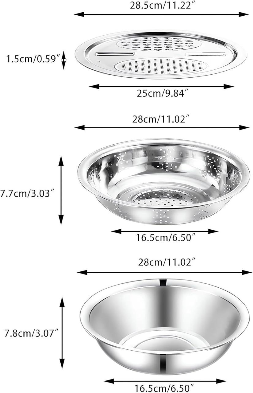 Germany Multifunctional Stainless Steel Basin - 2024 New Colander Strainer Set, Salad Spinner Fruit Vegetable - фото 7 - id-p2180710125