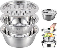 Germany Multifunctional Stainless Steel Basin - 2024 New Colander Strainer Set, Salad Spinner Fruit Vegetable