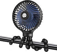 Портативный ручной вентилятор OGAJO, электрический вентилятор с гибким креплением для коляски и не только