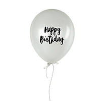 Кулька надувна "Happy birthday", Білий, White, англійська