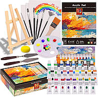 Набор художественных принадлежностей для рисования с 24 акриловыми красками Kalour, 56 предметов