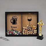 Подвійна рамка копілка "Team Beer - Teem Wine" для корків, black-brown, black-brown, англійська, фото 3
