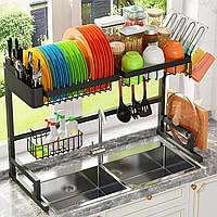 ADBIU Over The Sink Dish Drying Rack (Expandable Height and Length) Snap-On Design 2 Tier Large Dish Rack