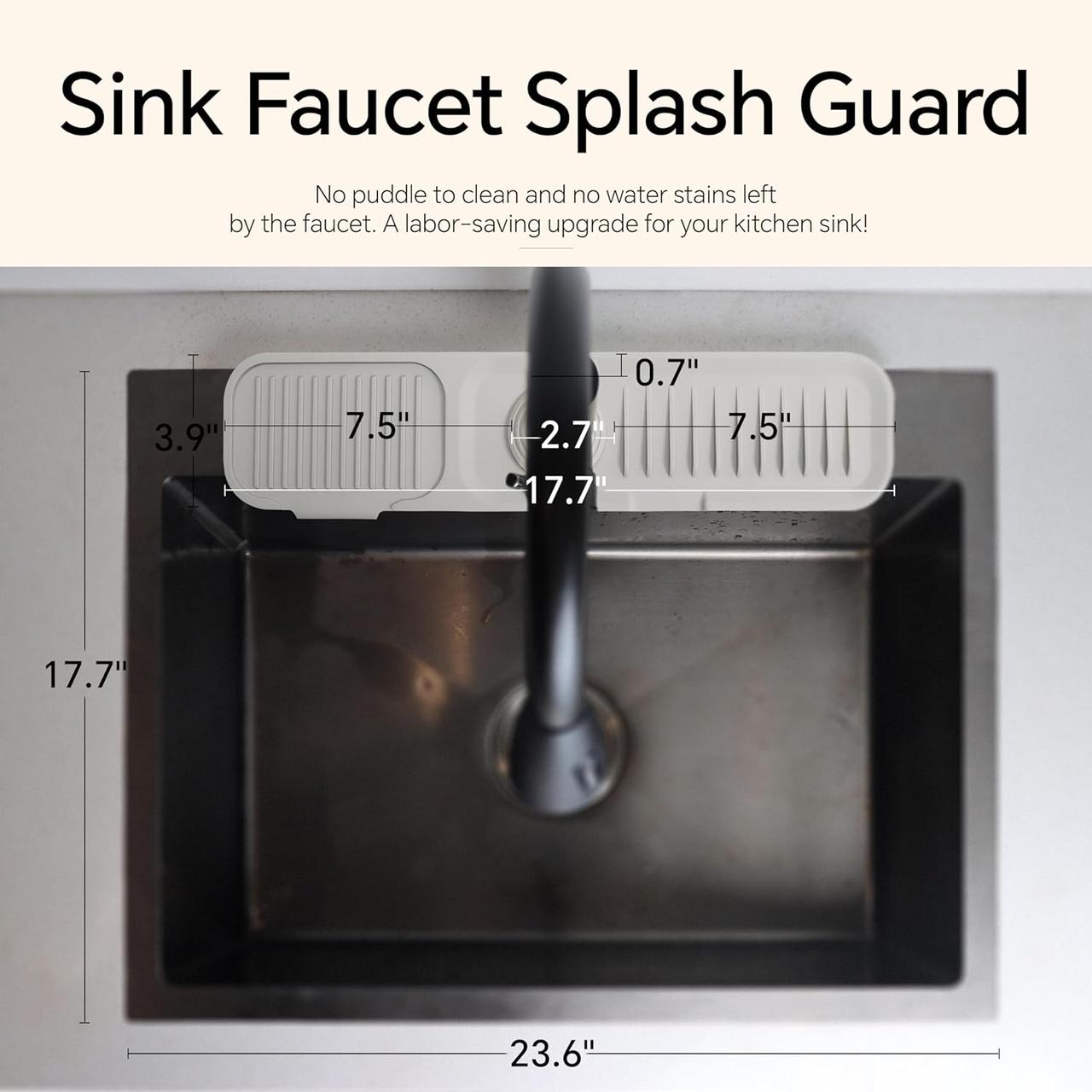 17"X3.9" Gray Kitchen Faucet Splash Guard - narrow version 3 in 1 Splash Guard with 5° Ramp - Protects Sinks - фото 2 - id-p2180712465