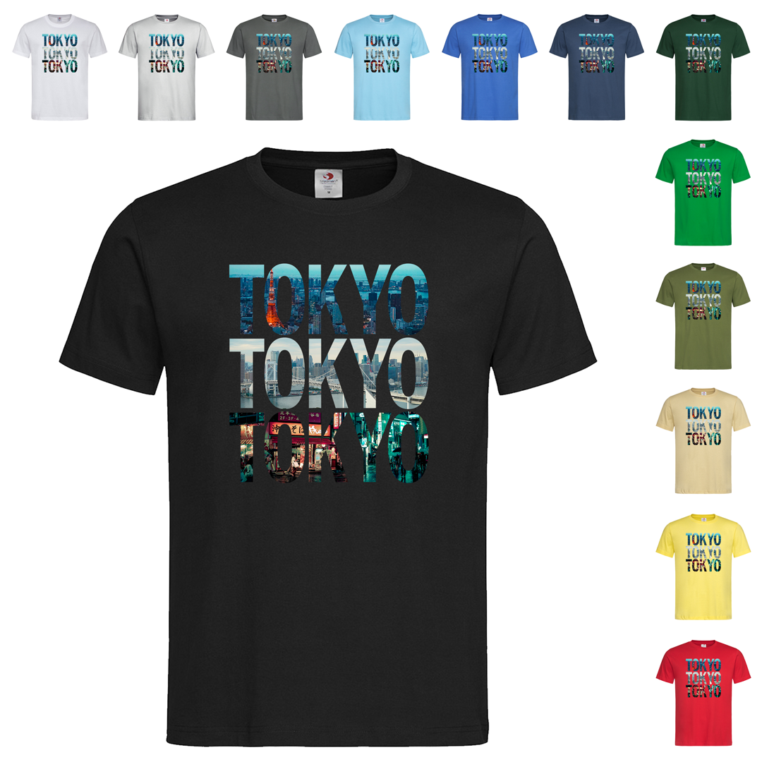Чорна чоловіча/унісекс футболка З містом Tokyo (25-11-5)
