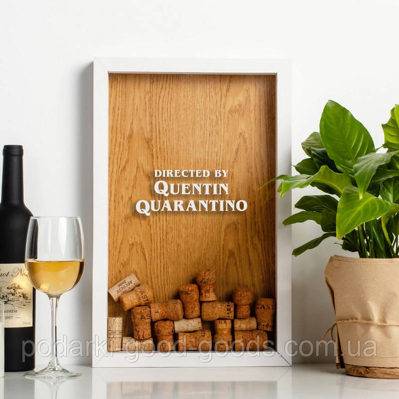 Копілка для винних корків "Quentin Quarantino", white-brown, white-brown, англійська
