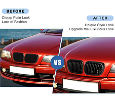 Решітка ноздрі BMW (БМВ) 3 series (E46) 1999-2003 (дорестайл) - Глянець 2 ребра, фото 4