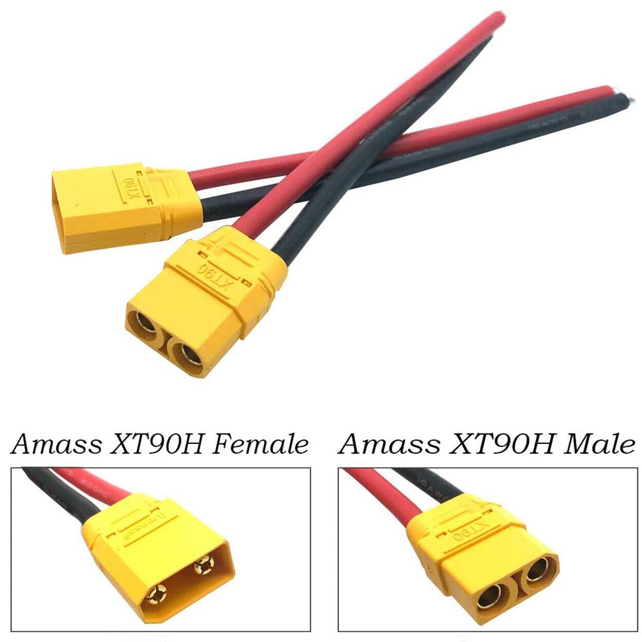 Конектор 'єм Amass XT90 FEMALE (Мама) кабель живлення 10AWG 25см