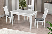 Стол обеденный Керамик белый/керамика (122-160 см)
