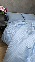 Комплект постільної білизни страйп-сатин в дитяче ліжечко блакитний