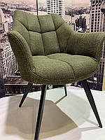 Кресло мягкое BERGAMO ткань рогожка BJRON, для гостиной, кухни, зеленый