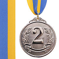 Медаль спортивная с лентой Zelart LIBERTY C-4872 цвет серебряный hr