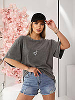Жіноча подовжена модна футболка тай-дай із серцем тканини: котон 42/46 Мод. 24010