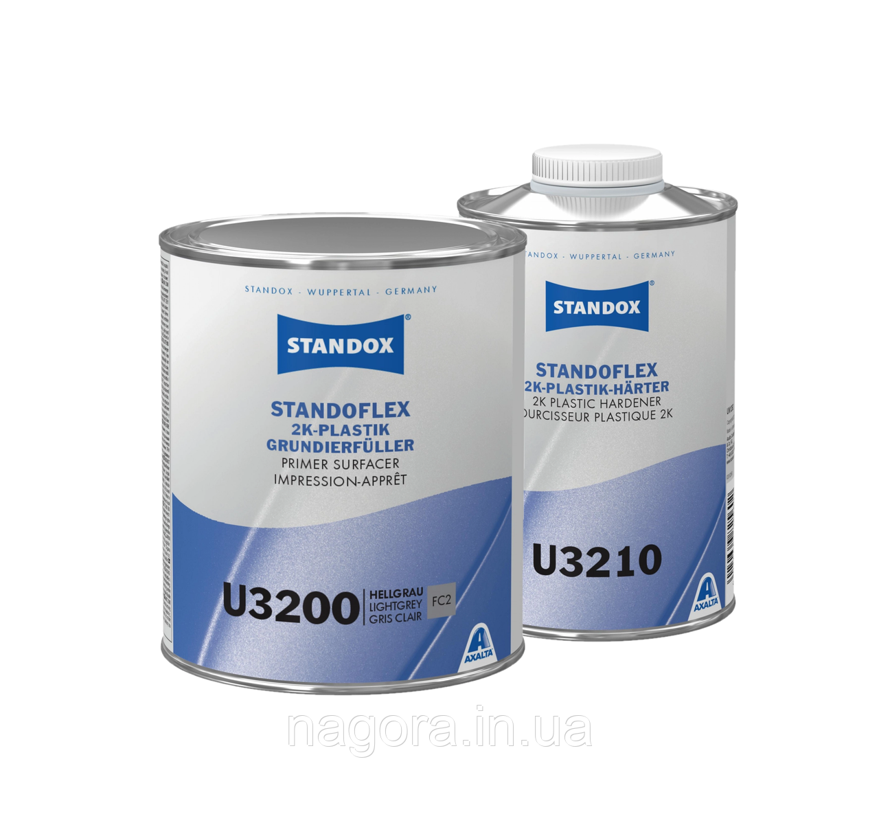 Ґрунт-наповнювач для пластиків, сірий, STANDOX 2K U3200 (комплект, ґрунт 1л + затверджувач 1 л), фото 1