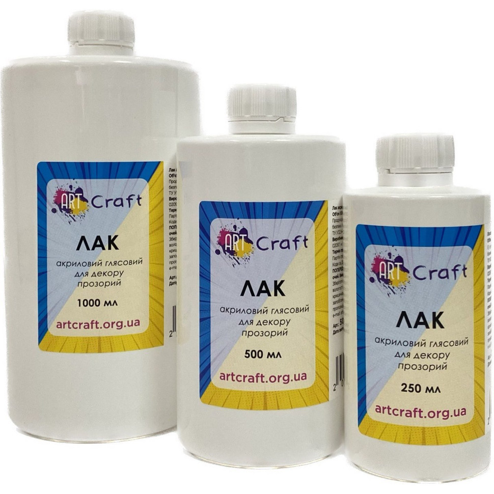 Акриловий лак, глянцевий, прозорий, 250 МЛ Art Craft 5002-AC