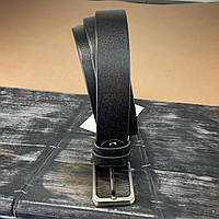 Кожаный ремень чёрного цвета ширина 35 мм пряжка классическая